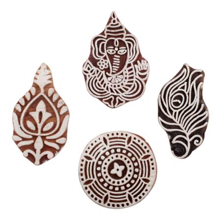 Set of 4 Piece New Mix Wooden Printing Block